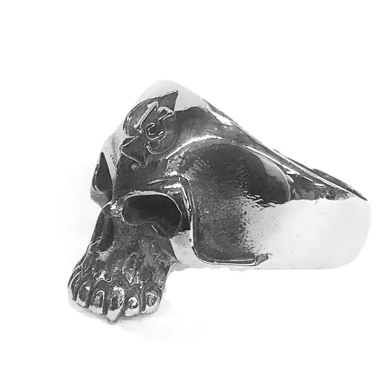 Stainless Steel Men’s Biker Style Ring Size 14 Skull 13 Clubs Card 10+ Grams