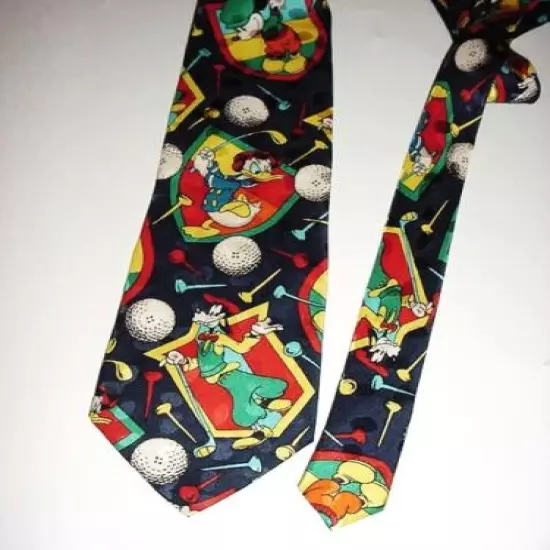 SILK DISNEY MICKEY MOUSE GOLF VINTAGE TIE DONALD DUCK