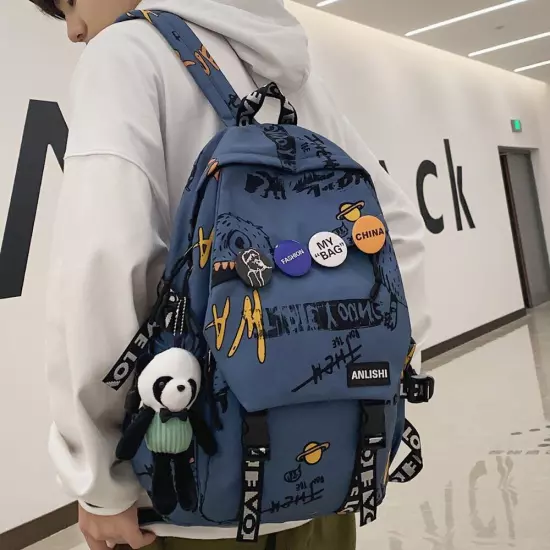 Women Men Backpack Lady Travel Badge Backpack Bag Female Student Bag