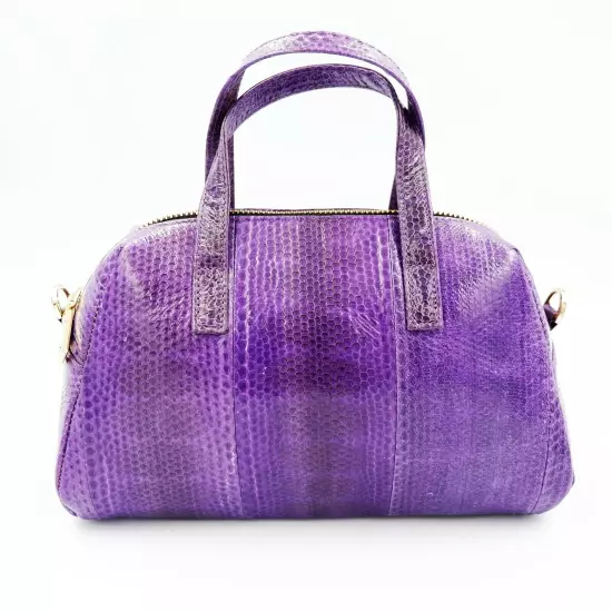 New Purple Genuine Sea Snake Leather Skin Women Shoulder Handbag Purse.