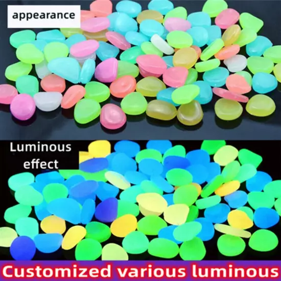 100Pcs/Bag Mixed Color Outdoor Luminous Stones Glow In Dark Garden Pebbles Sn