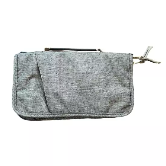 L.L. Bean Gray Travel Organizer/ Canvas Travel Fold Documents Wallet Zip