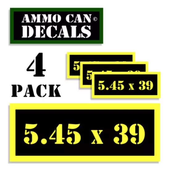 5.45 X 39 Ammo Can Label 4x Ammunition Case stickers decals 4 pack YW MINI 1.5in