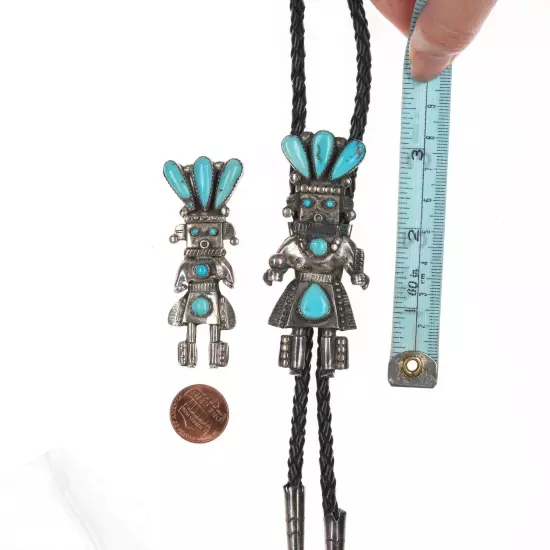 Alonzo Hustito Zuni (1910-1990) Silver Kachina Bolo and pendant/pin set