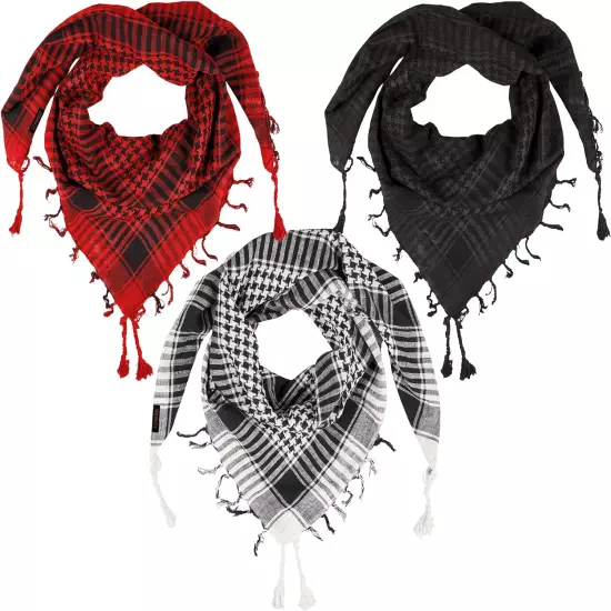 LOVARZI Shemagh Cottons Arab Keffiyeh Tactical Military Scarf Head Neck Face Wra