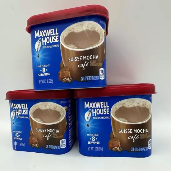 3 Pack - Maxwell House International Suisse Mocha Cafe Beverage Mix, 7.2 oz NEW