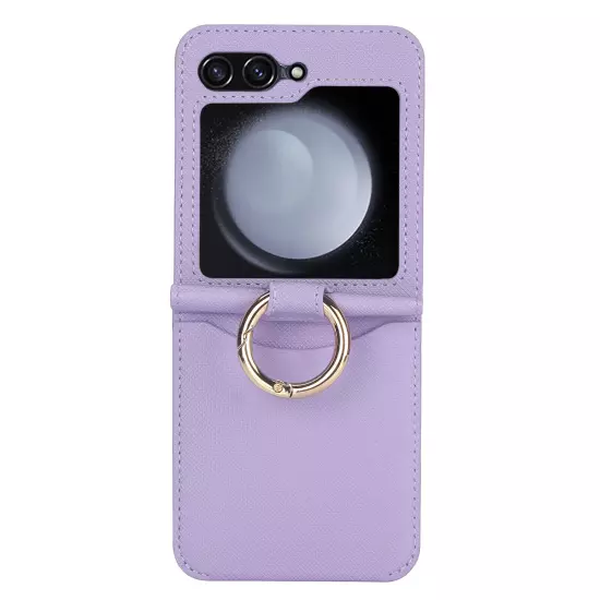 For Samsung Galaxy Z Flip /5/4/3 Card Slot Ring Holder Leather Phone Case