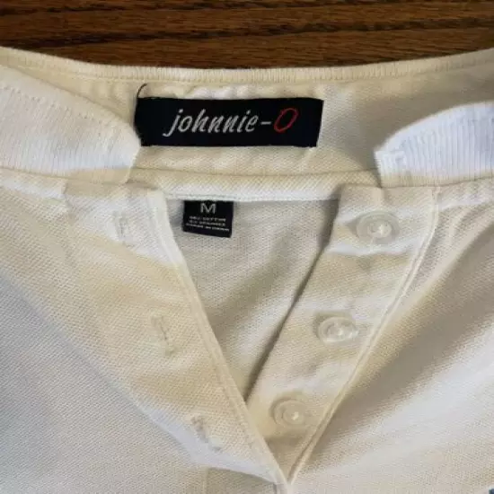 JOHNNIE'O Women's Polo Shirt White Size Medium Short Sleeve Half Collar Preppy