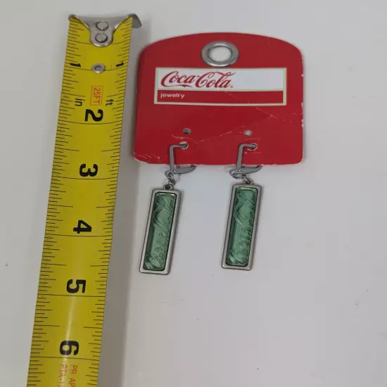 Coca-Cola Dangle Coke Earrings. Rectangular Shaped Plastic Bottle Looking 