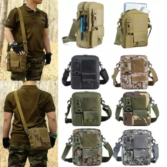 Small Canvas Messenger Bag Tactical Crossbody Casual Pack For Hiking & Traveling