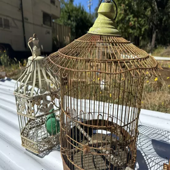 Vintage/Antique Lot Of Two Round Bird Cages