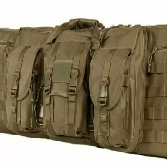 VISM Double Carbine Case 52" Dual Rifle Range Bag Shooting Hunting Tactical TAN