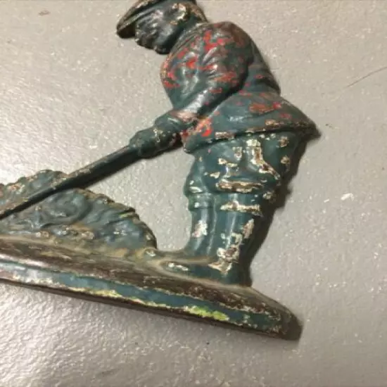 Vintage Old Antique Hurley ? Cast Iron Golf Golfer Doorstop