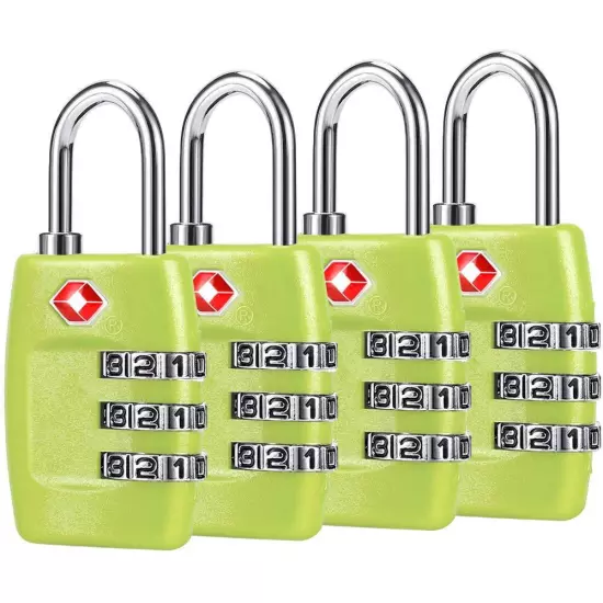 TSA Luggage Locks (4Pack) 3 Digit Combination Padlocks Approved Travel Lo