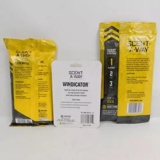 Hunter Specialty Scent Elimination Lot Scent A Way Wipes Dryer Sheets Windicator