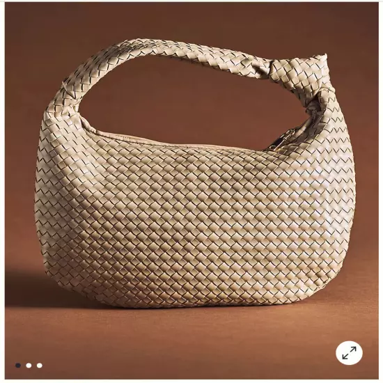 Melie Bianco Brigitte Large Satchel Recycled Vegan Woven Knot Bag Anthropologie!