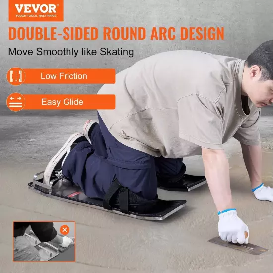 VEVOR Concrete Knee Boards Stainless Steel, 28'' x 8'' Concrete Sliders, Knee B