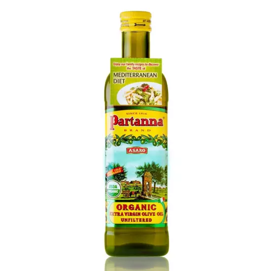 Partanna Organic Unfiltered Extra Virgin Olive Oil, 25.5 Fl Oz