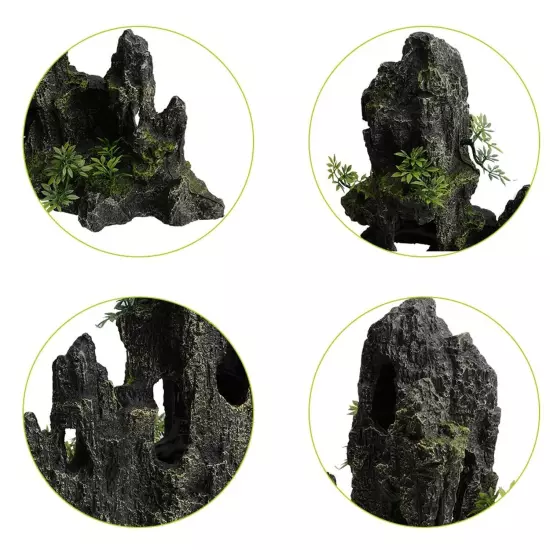 AnRui Large and Tall Aquarium Mountain View Stone Decorations Resin Betta Roc...