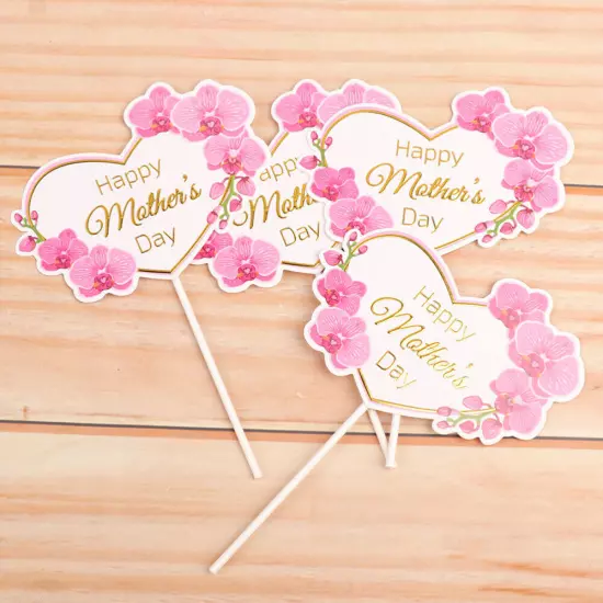 6pcs Mother's Day Cupcake Toppers Cake Insert Cards Topper Decor Decorations