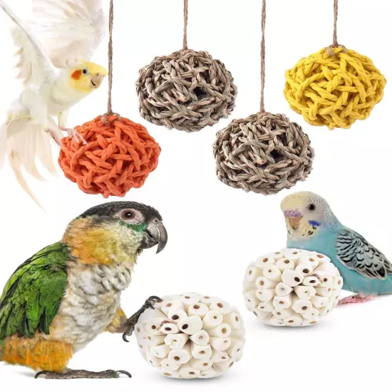 6PCS Small Parrot Chew Toys, Sola Balls Parrot Chewing Foraging Toys Colorful...