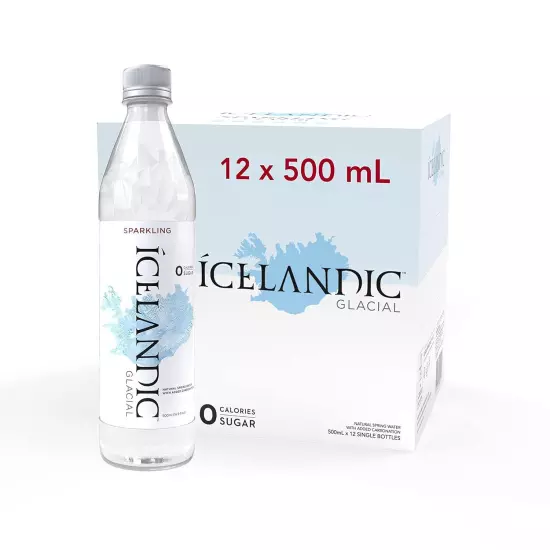 12 Count, Icelandic Glacial Sparkling Water, Tahitian Lime, 500 ml