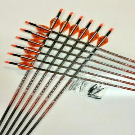 CARBON ARROWS DECIMATOR XV ARROWS 1 DOZEN 350 SPINE 60-75LB CUT TO LENGTH