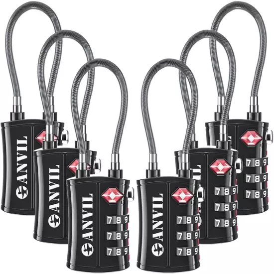 TSA Approved Luggage Locks - Re-Settable 3-Digit Combination Cable Lock with All