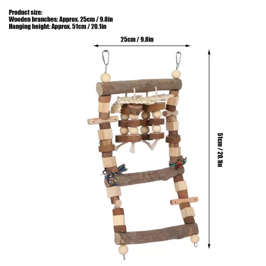 Bird Ladder Bridge Swing Chewing Toys Natural Logs Cage Accessories F AD5