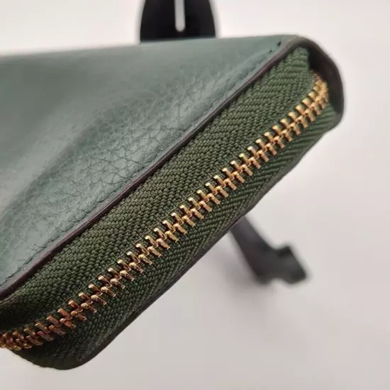 Michael Kors Wallet Zip Around Pebbled Leather Coin Purse Travel Organizer Green