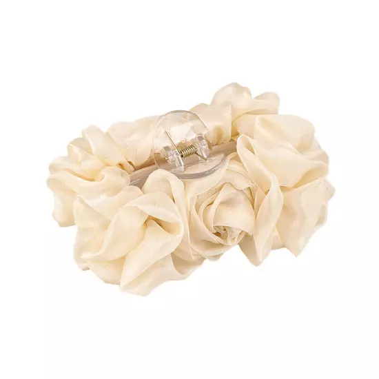 Large Chiffon Rose Flower Bow Hair Claw Jaw Clips For Women Hair Clamps•