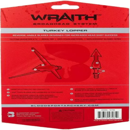 Bloodsport Wraith Turkey Lopper Fixed Blade 125 Grain Stainless Steel Broadhead