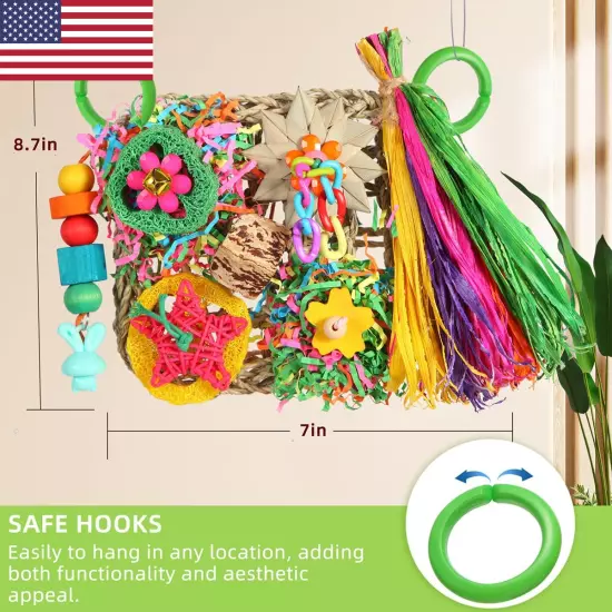 Bird Toys, Parakeet Toys Bird Foraging Toys Grass Mat Climbing Wall for Parakee