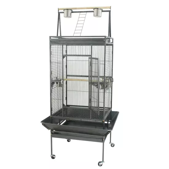 68"H Large Spacious Bird Cage with Rolling Stand Metal Frame