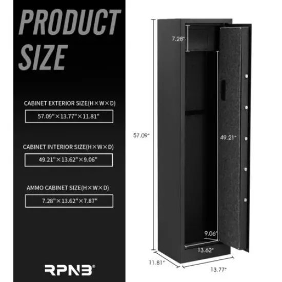 RPNB Rifle Safe Quick Access 5-Gun Large Metal Rifle Electronic Gun Security 