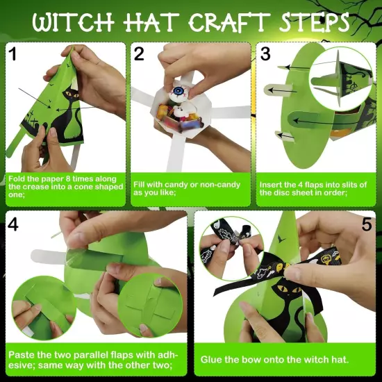 Halloween Party Favors for Kids, 24 Pack Witch Hat Shaped Treat Bags along... 