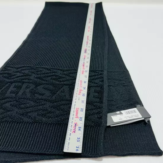 Authentic Versace Greca Wool Black Thick Knit Scarf Shawl Size 72"x12" NWT $525