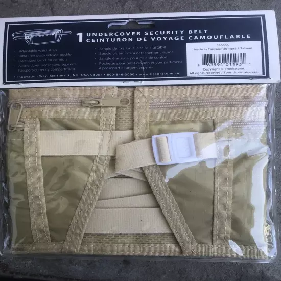 BROOKSTONE Beige Security Belt Travel Safe Hiding Spot Pockets Adjustable