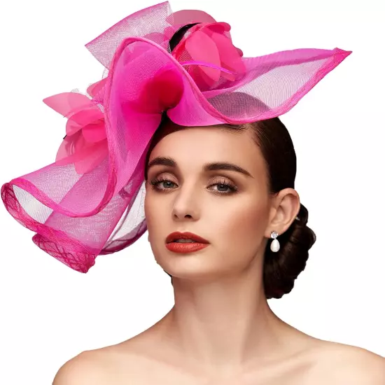 Fascinators Hat Mesh Floral Feather Fascinator Headband for Wedding Cocktail Tea