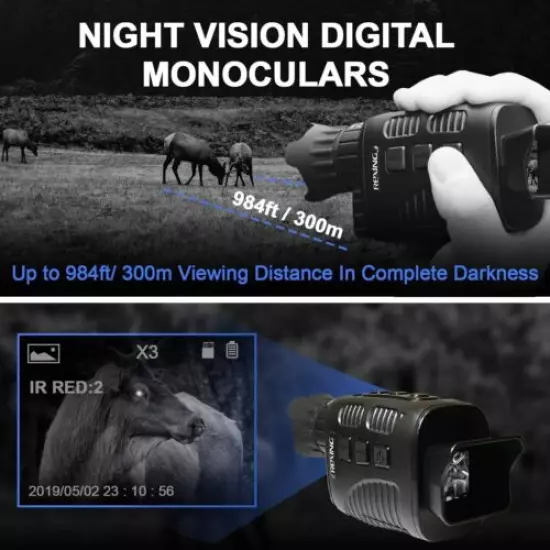 Rexing B1 Basic Night Vision Goggles/Monoculars w/1.5“ LCD Screen, Video Record