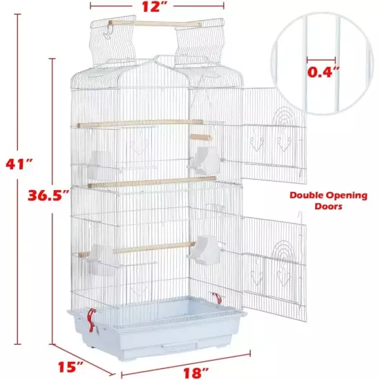 66in' Large Pet Bird Cage Open Top House Playground Canary LoveBird Finch Budgie