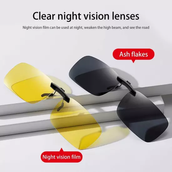 Night Vision Anti Glare Polarized Clip on Sunglasses Up Flip Lens BEST