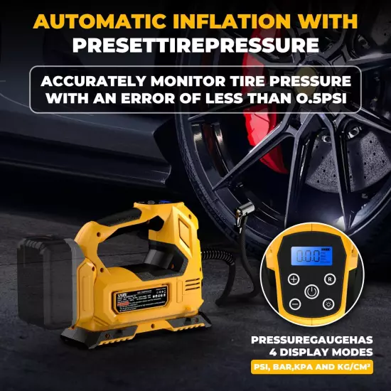 Cordless Tire Inflator Air Compressor for Dewalt 20V Max Battery,160PSI Portable