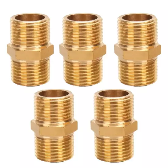 5* -Air Line Hose Compressor Connector 1/4 Male To Male Brass Pipe Adapter