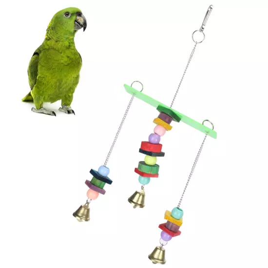 Pet Bird Swing Chew Toy Hanging Cage Multicolored Acrylic Wooden For Small M AD5