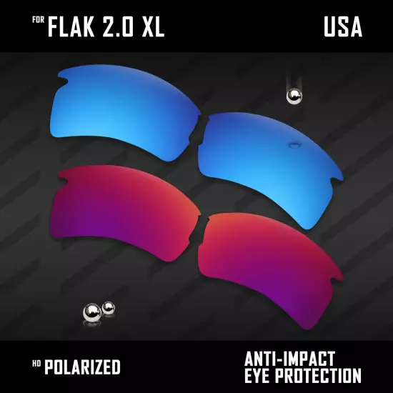 Anti Scratch Polarized Replacement Lenses for-Oakley Flak 2.0 XL OO9188 Options