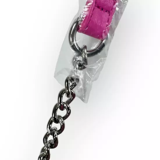 Hobo Handbag Purse Chain Link Handle Lined Vegan Vinyl Barbie Pink Small NEW