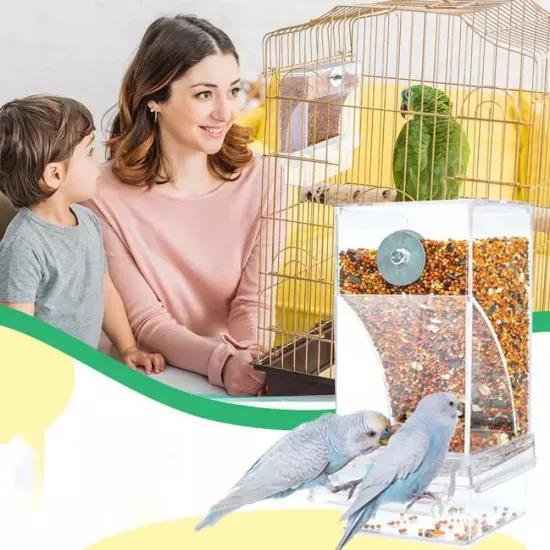 No Mess Bowl Auto Cage Bird Feeder Cup Automatic ParrotsCanary Cockatiel; S7Y4