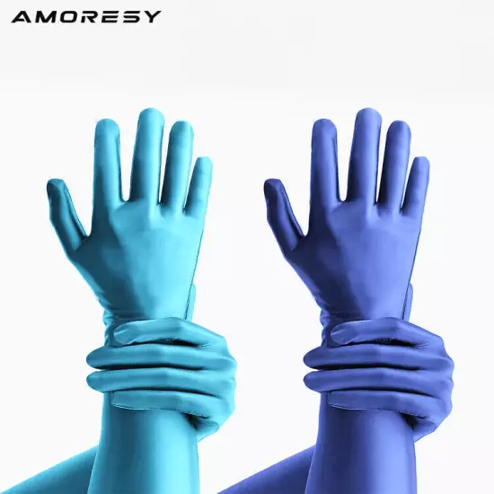 2024 AMORESY Women's Sexy Glossy Shiny Silky Gloves Five-Finger Long-Sleeved New