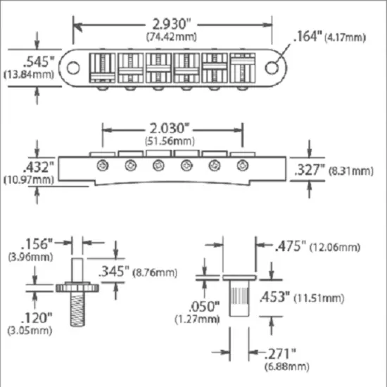 Grover Nickel Nashville Tune-O-Matic Bridge for USA Gibson Les Paul/SG® 520N